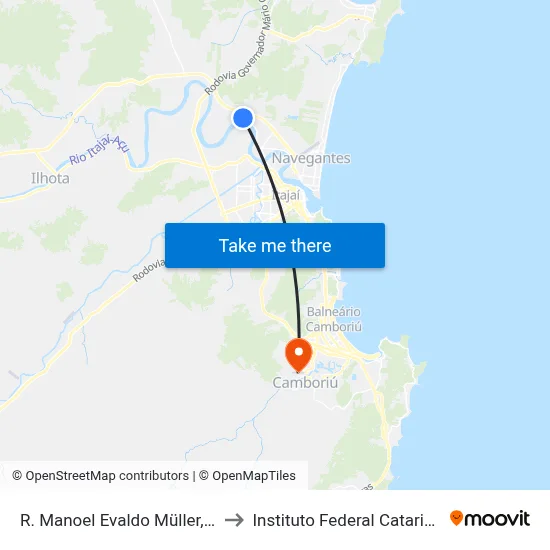 R. Manoel Evaldo Müller, 2962 to Instituto Federal Catarinense map