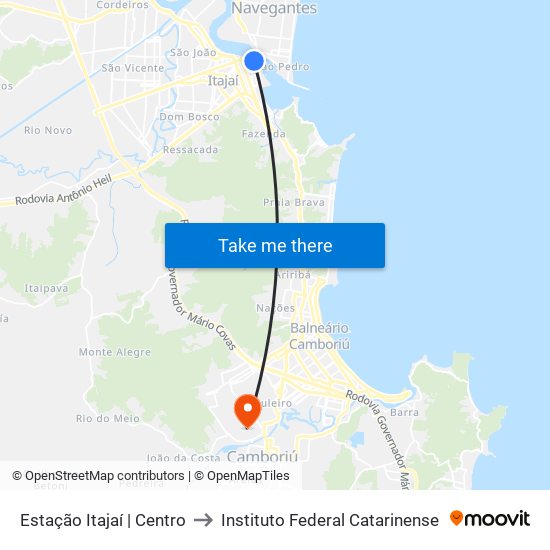 Estação Itajaí | Centro to Instituto Federal Catarinense map