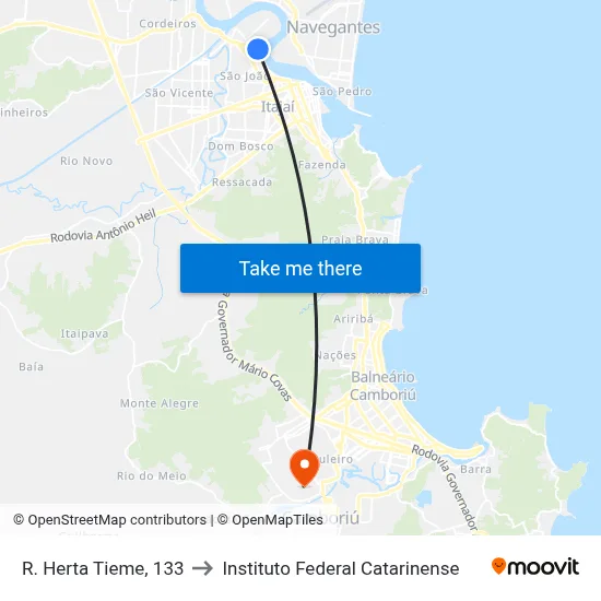 R. Herta Tieme, 133 to Instituto Federal Catarinense map