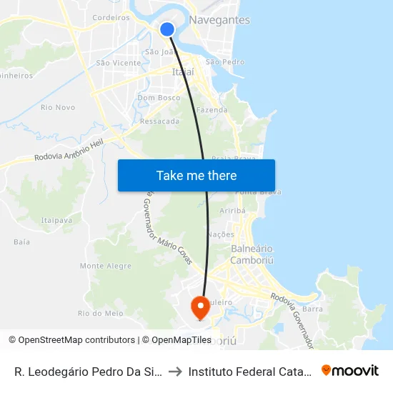 R. Leodegário Pedro Da Silva, 179 to Instituto Federal Catarinense map
