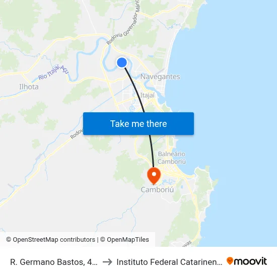 R. Germano Bastos, 431 to Instituto Federal Catarinense map