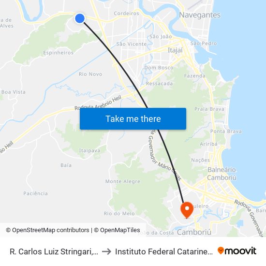 R. Carlos Luiz Stringari, 66 to Instituto Federal Catarinense map