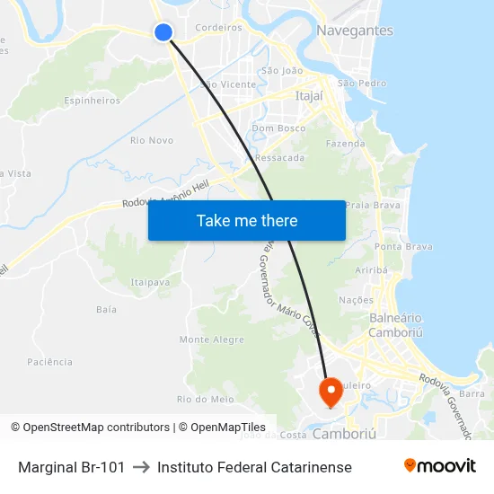 Marginal Br-101 to Instituto Federal Catarinense map