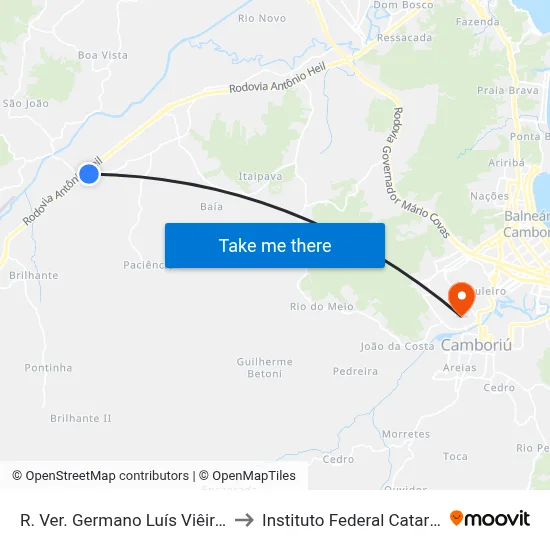 R. Ver. Germano Luís Viêira, 5509 to Instituto Federal Catarinense map