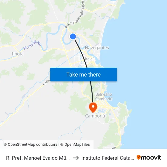 R. Pref. Manoel Evaldo Müller, 3534 to Instituto Federal Catarinense map
