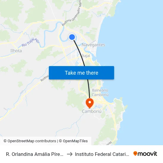 R. Orlandina Amália Píres, 505 to Instituto Federal Catarinense map