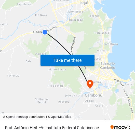 Rod. Antônio Heil to Instituto Federal Catarinense map