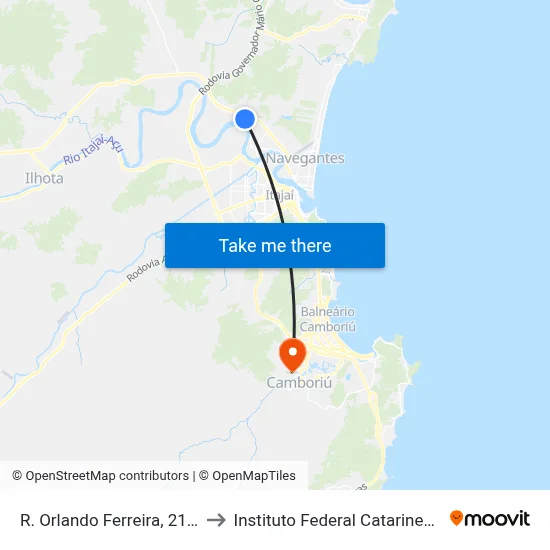 R. Orlando Ferreira, 2131 to Instituto Federal Catarinense map