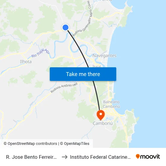 R. Jose Bento Ferreira, 2 to Instituto Federal Catarinense map