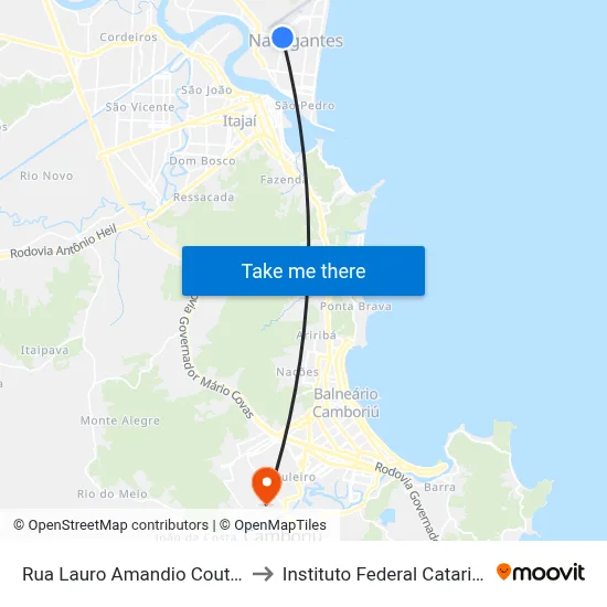 Rua Lauro Amandio Couto, 780 to Instituto Federal Catarinense map