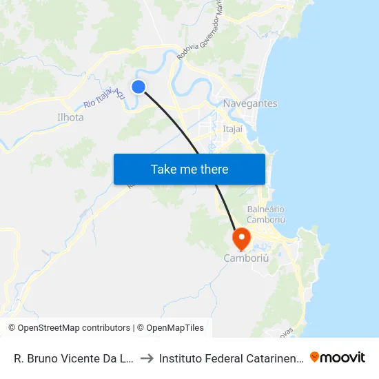 R. Bruno Vicente Da Luz to Instituto Federal Catarinense map