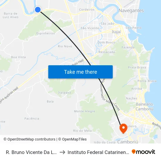 R. Bruno Vicente Da Luz to Instituto Federal Catarinense map
