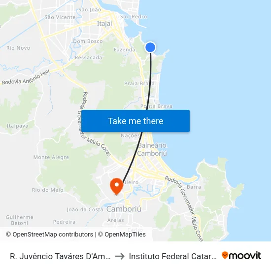 R. Juvêncio Taváres D'Amaral, 20 to Instituto Federal Catarinense map