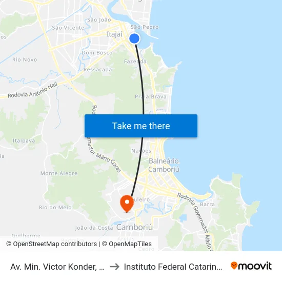 Av. Min. Victor Konder, 466 to Instituto Federal Catarinense map