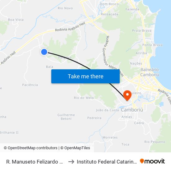 R. Manuseto Felizardo Vieira to Instituto Federal Catarinense map