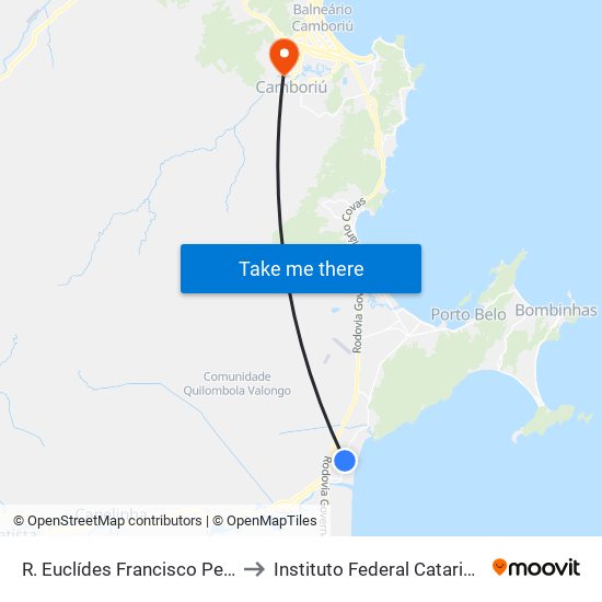 R. Euclídes Francisco Peixoto to Instituto Federal Catarinense map