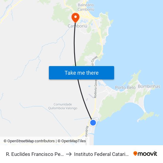 R. Euclídes Francisco Peixoto to Instituto Federal Catarinense map