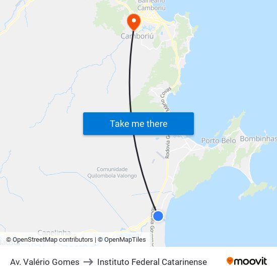 Av. Valério Gomes to Instituto Federal Catarinense map