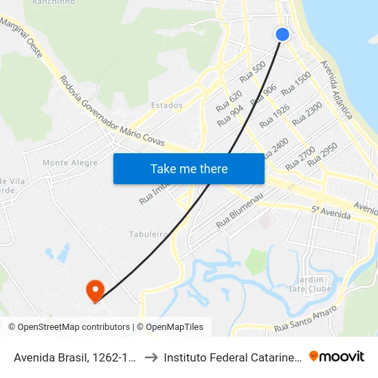 Avenida Brasil, 1262-1298 to Instituto Federal Catarinense map