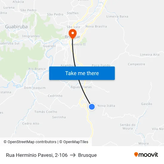 Rua Hermínio Pavesi, 2-106 to Brusque map