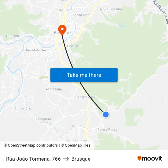 Rua João Tormena, 766 to Brusque map