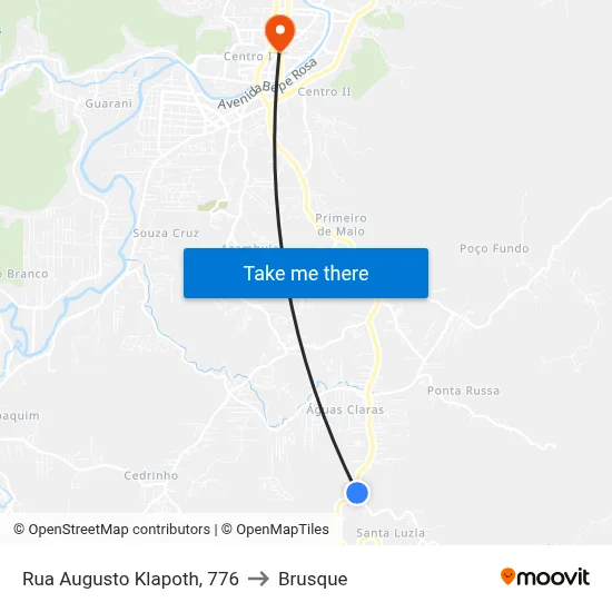 Rua Augusto Klapoth, 776 to Brusque map