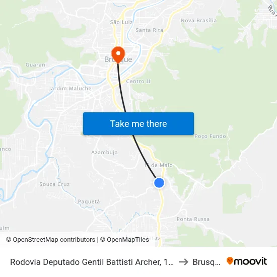 Rodovia Deputado Gentil Battisti Archer, 1298 to Brusque map