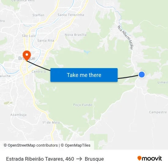 Estrada Ribeirão Tavares, 460 to Brusque map