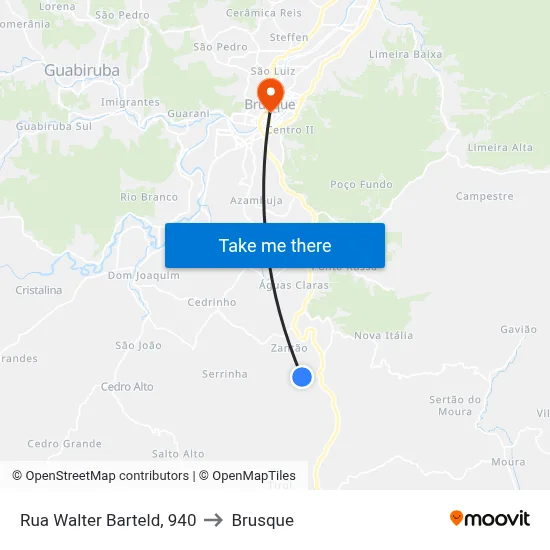 Rua Walter Barteld, 940 to Brusque map