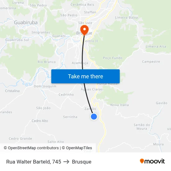 Rua Walter Barteld, 745 to Brusque map