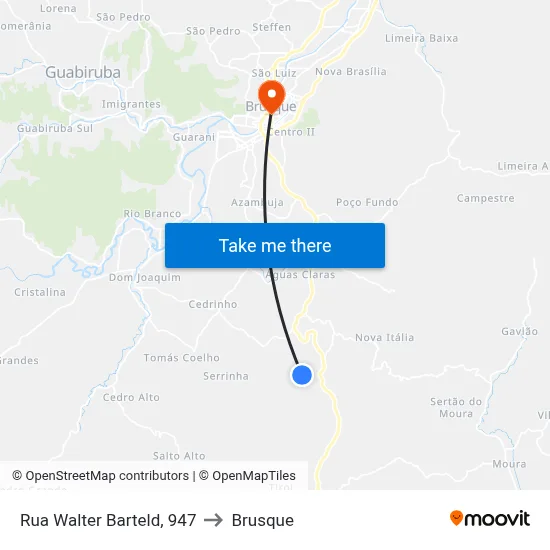 Rua Walter Barteld, 947 to Brusque map