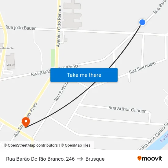 Rua Barão Do Rio Branco, 246 to Brusque map