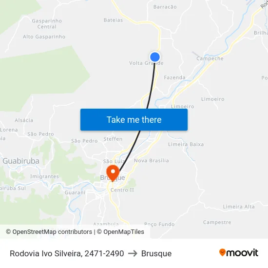 Rodovia Ivo Silveira, 2471-2490 to Brusque map