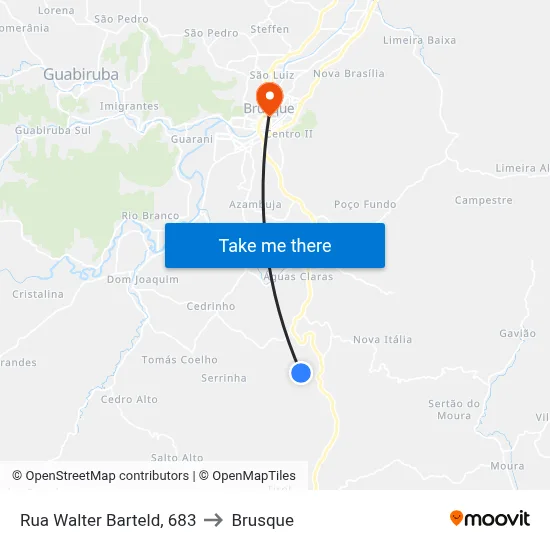 Rua Walter Barteld, 683 to Brusque map