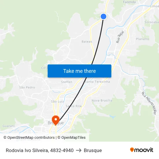 Rodovia Ivo Silveira, 4832-4940 to Brusque map