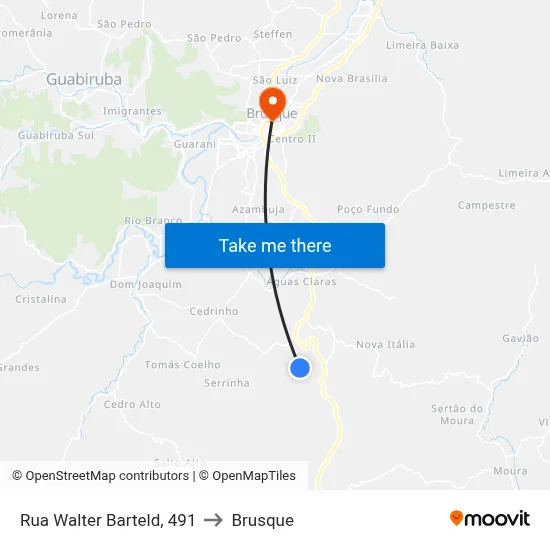 Rua Walter Barteld, 491 to Brusque map