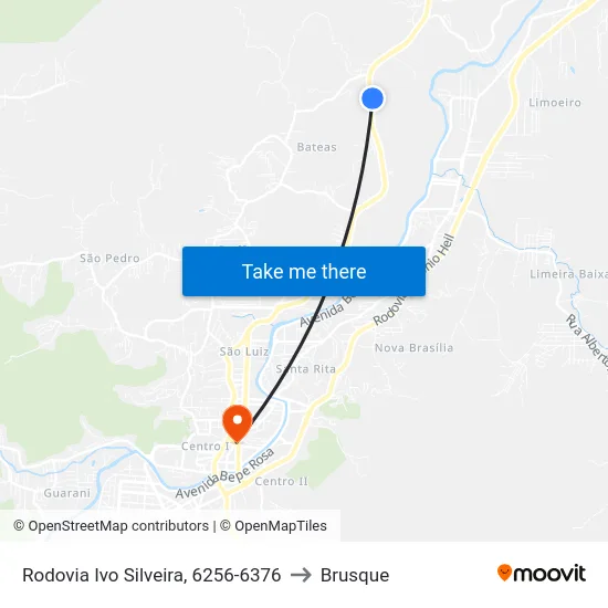 Rodovia Ivo Silveira, 6256-6376 to Brusque map