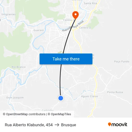 Rua Alberto Klabunde, 454 to Brusque map