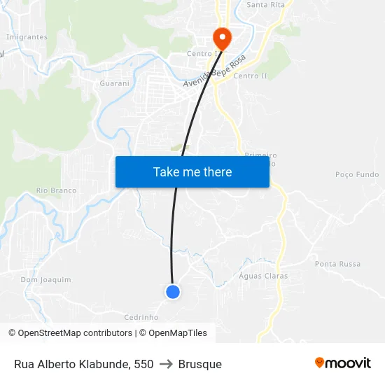 Rua Alberto Klabunde, 550 to Brusque map