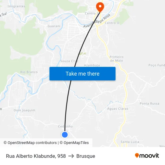 Rua Alberto Klabunde, 958 to Brusque map