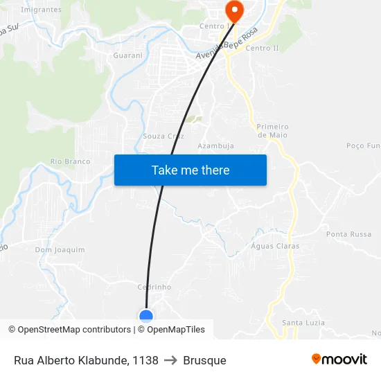 Rua Alberto Klabunde, 1138 to Brusque map