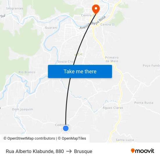 Rua Alberto Klabunde, 880 to Brusque map