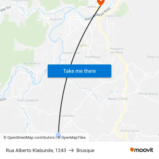 Rua Alberto Klabunde, 1243 to Brusque map