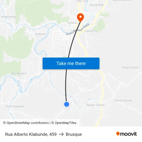 Rua Alberto Klabunde, 459 to Brusque map