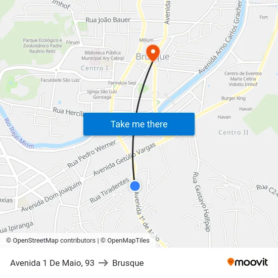 Avenida 1 De Maio, 93 to Brusque map