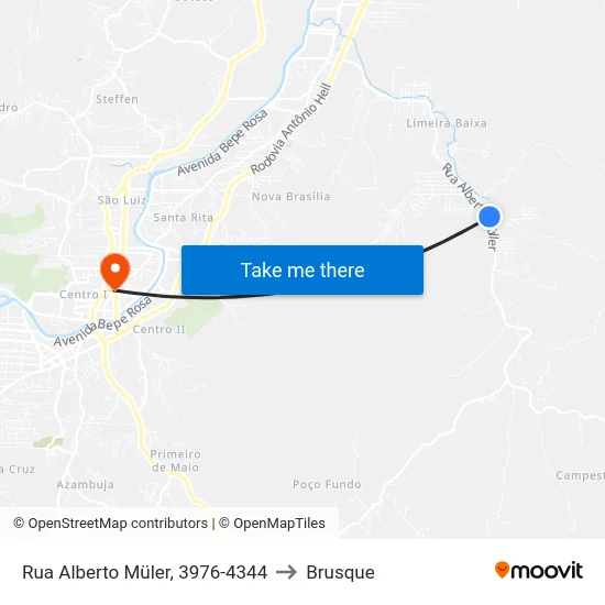 Rua Alberto Müler, 3976-4344 to Brusque map