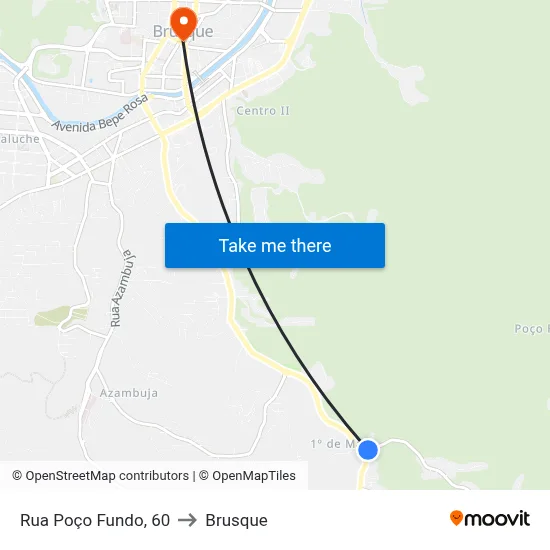 Rua Poço Fundo, 60 to Brusque map
