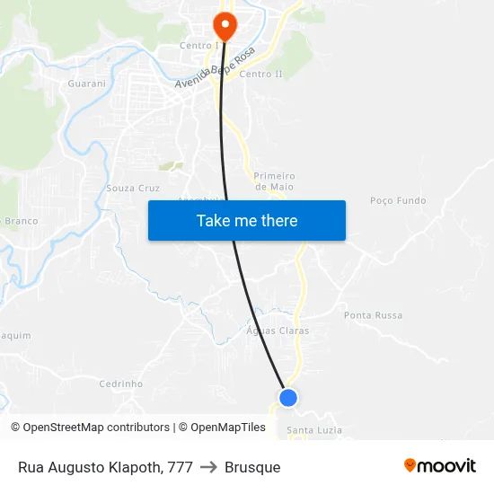 Rua Augusto Klapoth, 777 to Brusque map