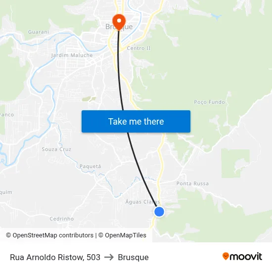 Rua Arnoldo Ristow, 503 to Brusque map