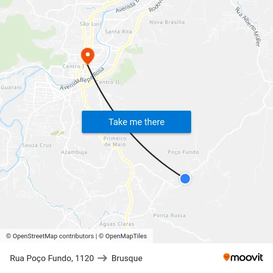 Rua Poço Fundo, 1120 to Brusque map